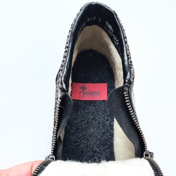 RIEKER Water Resistant Leather Lambswool Lining Ankle Boots Shoes EU42/US 10 - Picture 8 of 14